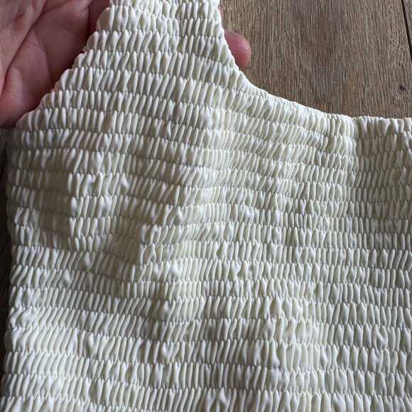 Palm Swim+Resort Cream Elastic Shirred Low Back One Piece Swim Suit Medium NWT - Picture 2 of 8